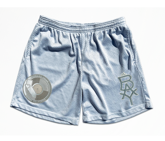 The BAY Heritage Vacation Shorts Deluxe Edition with Classic Record logo patch (Icy Blue)