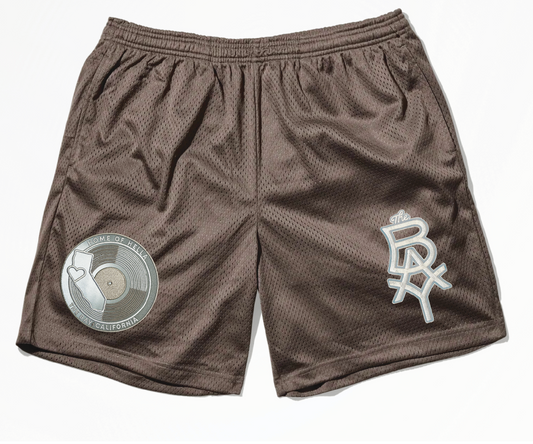The BAY Heritage Vacation Shorts Deluxe Edition with Classic Record logo patch (Coffee Brown)